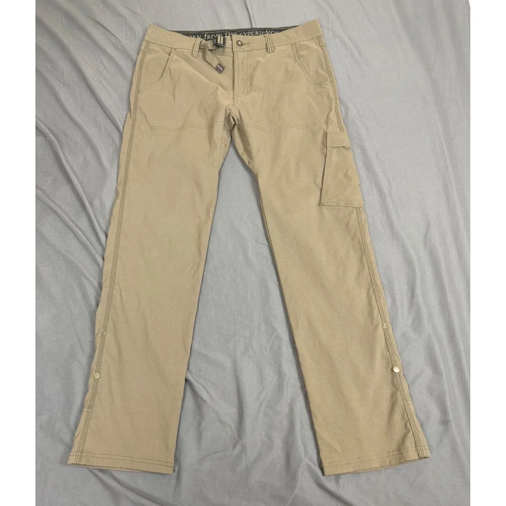 Prana Stretch Zion Straight Pants Mens 35x31 Light Brown Khaki Hiking Outdoor